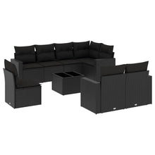 9-Delige Loungeset Met Kussens Poly Rattan Zwart