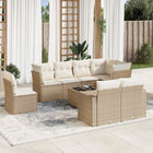 9-Delige Loungeset Met Kussens Poly Rattan Beige