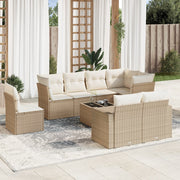 Loungeset 9-delig poly rattan beige