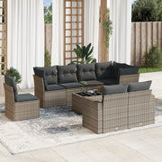 Loungeset 9-delig poly rattan grijs
