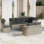 Loungeset 9-delig poly rattan lichtgrijs