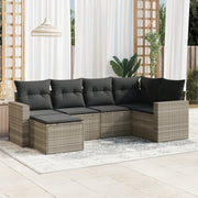 Loungeset 6-delig poly rattan lichtgrijs