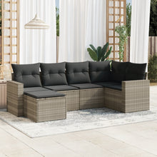 6-delige Loungeset met kussens poly rattan lichtgrijs