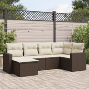 Loungeset 6-delig poly rattan bruin