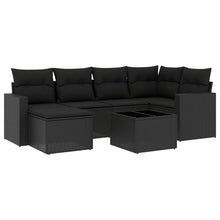 7-Delige Loungeset Met Kussens Poly Rattan Zwart