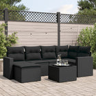 7-Delige Loungeset Met Kussens Poly Rattan Zwart