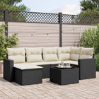7-piece Loungeset with cushions poly rattan black