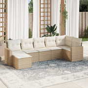 Loungeset 7-delig poly rattan beige