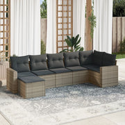 Loungeset 7-delig poly rattan grijs