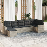 Loungeset 7-delig poly rattan lichtgrijs