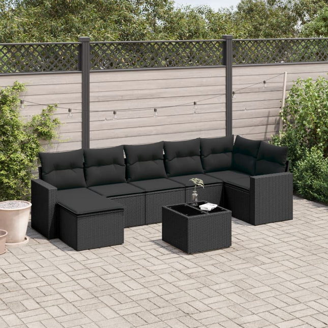 8-Delige Loungeset Met Kussens Poly Rattan Zwart