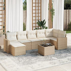 8-Delige Loungeset Met Kussens Poly Rattan Beige