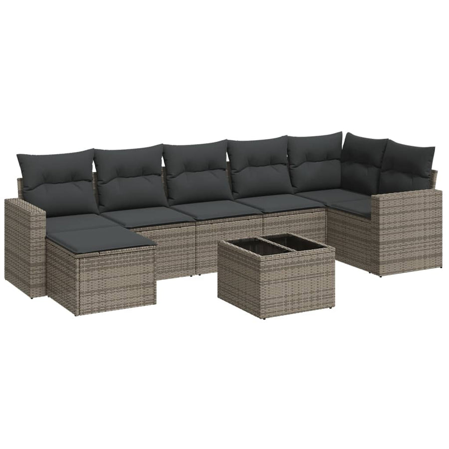 8-Delige Loungeset Met Kussens Poly Rattan Grijs