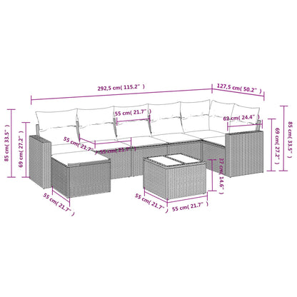 8-Delige Loungeset Met Kussens Poly Rattan Grijs
