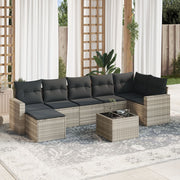Loungeset 8-delig poly rattan lichtgrijs