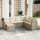 7-Delige Loungeset Met Kussens Poly Rattan Beige