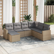 Loungeset 7-delig poly rattan beige