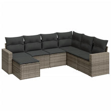 7-Delige Loungeset Met Kussens Poly Rattan Grijs