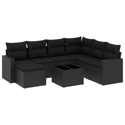 8-Delige Loungeset Met Kussens Poly Rattan Zwart