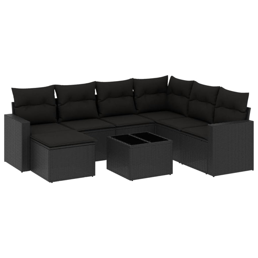 8-Delige Loungeset Met Kussens Poly Rattan Zwart