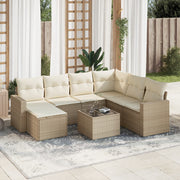 Loungeset 8-delig poly rattan beige