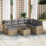 Loungeset 8-delig poly rattan beige