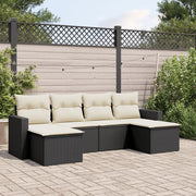 Loungeset 6-delig poly rattan zwart