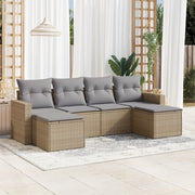 Loungeset 6-delig poly rattan beige