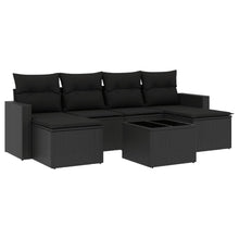 7-Delige Loungeset Met Kussens Poly Rattan Zwart