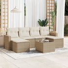 7-Delige Loungeset Met Kussens Poly Rattan Beige