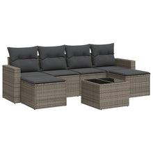 7-Delige Loungeset Met Kussens Poly Rattan Grijs