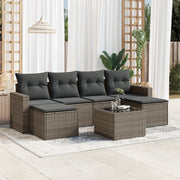 Loungeset 7-delig poly rattan grijs