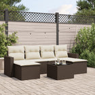 Loungeset poly rattan bruin 7-delig