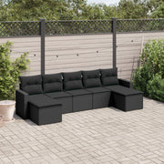 Loungeset 7-delig poly rattan zwart
