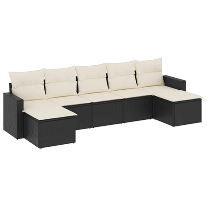 7-Delige Loungeset Met Kussens Poly Rattan Zwart