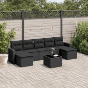 Loungeset 8-delig poly rattan zwart