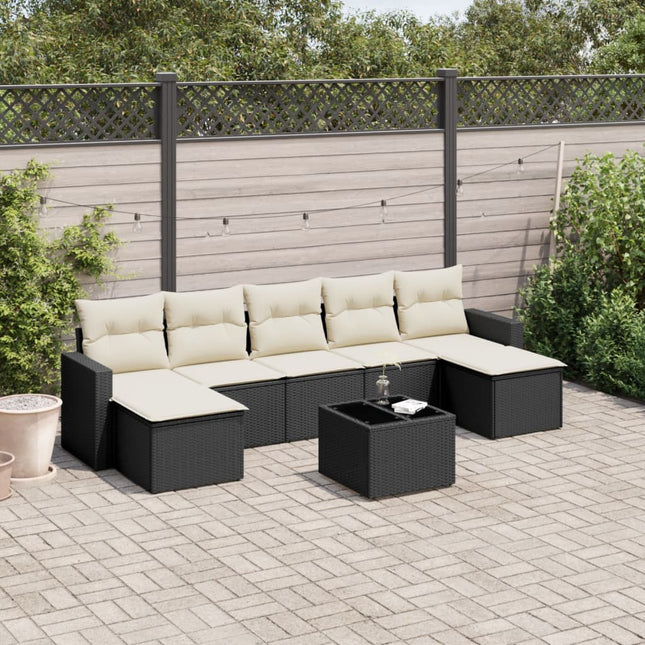 8-Delige Loungeset Met Kussens Poly Rattan Zwart