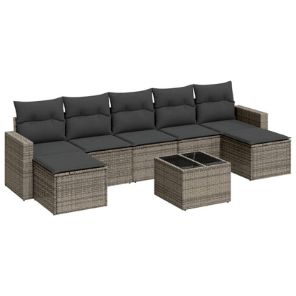 8-Delige Loungeset Met Kussens Poly Rattan Grijs