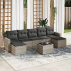 Loungeset poly rattan 8-delig lichtgrijs