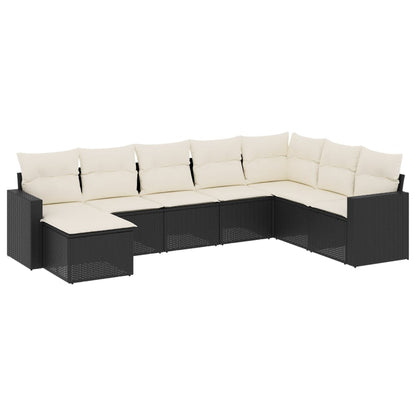 8-Delige Loungeset Met Kussens Poly Rattan Zwart