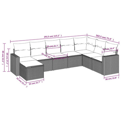 8-Delige Loungeset Met Kussens Poly Rattan Zwart