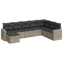 8-delige Loungeset met kussens poly rattan lichtgrijs