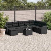 Loungeset 9-delig poly rattan zwart