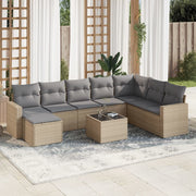 Loungeset 9-delig poly rattan beige