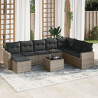 9-Delige Loungeset Met Kussens Poly Rattan Grijs