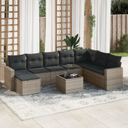 Loungeset 9-delig poly rattan grijs