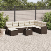 Loungeset poly rattan 9-delig bruin