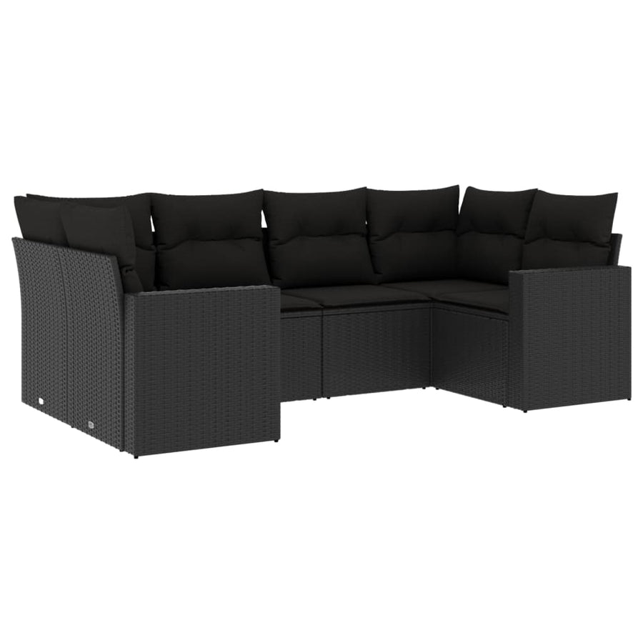 6-Delige Loungeset Met Kussens Poly Rattan Zwart