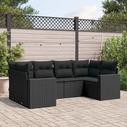 Loungeset 6-delig poly rattan zwart