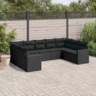 9-Delige Loungeset Met Kussens Poly Rattan Zwart